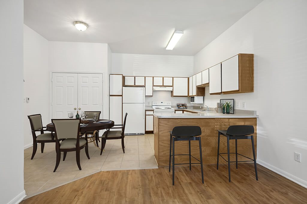 Kitchen with view of living area at Fallbrook Ranch in Houston TX